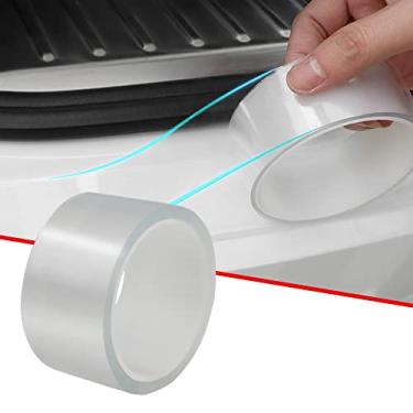Imagem de KWTORFIA Protetores de borda de porta de carro transparente protetor de peitoril da porta, película de proteção anticolisão para para-choque dianteiro e traseiro tira de desgaste para a maioria dos carros (5 cm x 4 m, transparente)