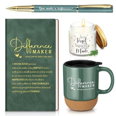 Imagem de Vesici 4 peças para fazer diferenças, presente, agradecimento, escritório, avaliação, diferença, caneca, caderno, vela perfumada, caneta esferográfica motivacional para professores, dia do chefe