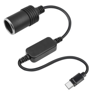 Imagem de Adaptador USB C para isqueiro, USB C macho para tomada de isqueiro de carro de 12 V, cabo conversor fêmea, cabo de alimentação de 12 V 18 W para câmera de painel, GPS, tiras de luz LED de carro
