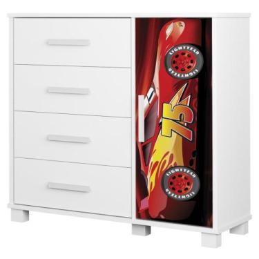 Imagem de Cômoda Infantil Para Quarto 80cm 4 Gavetas Carro Vermelho Z53 - Mpozen