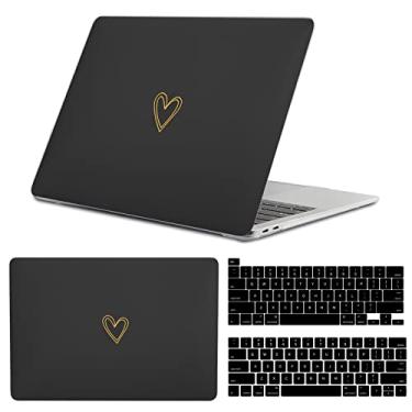 Imagem de GABraden Compatível com MacBook Pro 13 polegadas, 2020-2016 (A2338 M1 A2159 A2251 A2289 A1989 A1706) com Touch ID e pacote com 2 protetores de teclado, pele sintética de pelúcia para laptop (preto-L19