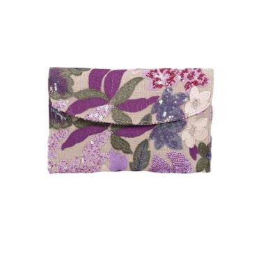 Imagem de Bolsa embreagem Verdusa com bordado floral em lantejoulas roxa para mu