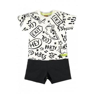 Imagem de Macaquinho infantil unissex - Good Vibes Dinos - no-brand, G {9-12M}