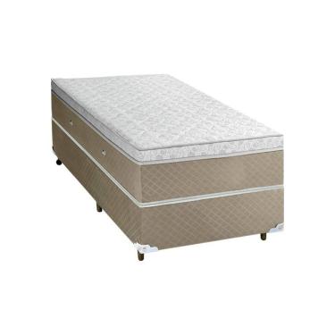 Imagem de Base E Colchao Solteiro Sensy Euro Pilow Com Molas Ensacadas 1,88x0,88x0,74 Branco - Bege