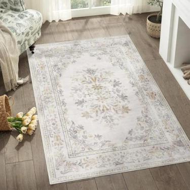 Imagem de Tapete floral leve e luxuoso para sala de estar, sofá, cobertor, mesa de centro, tapete para quarto, fácil de cuidar (120 x 200 cm, 47 x 79 polegadas/WSJR-18)