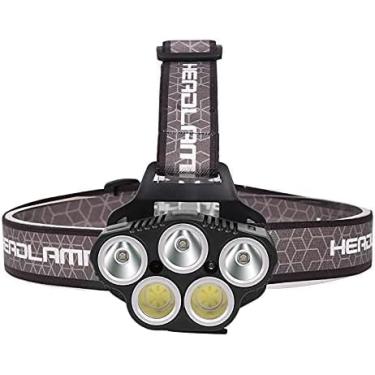 Imagem de Farol de LED super brilhante recarregável, faróis leves de 1000 lúmens, lanterna de cabeça potente com sensor de movimento, 6 modos, faróis resistentes a IPX4 para acampamento, corrida, trabalho