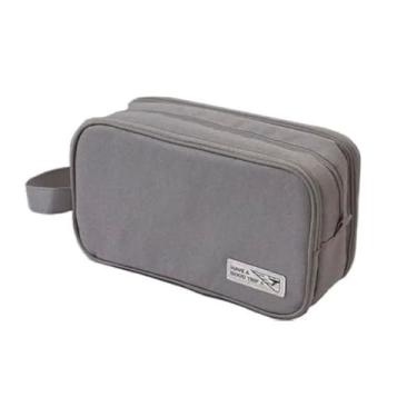Imagem de Necessaire Organizadora Unissex Impermeável Bolsa de Viagem Multiuso com 3 Divisórias para Higiene Pessoal, Cosméticos e Acessórios Compacta e Versátil Uso Diário Executiva (Cinza)