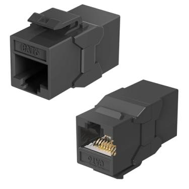 Imagem de Jadaol 1 pacote com acopladores Keystone RJ45 Cat6, acopladores em linha fêmea para fêmea, extensão de cabo patch de 10 Gbps, acoplador LAN Ethernet UTP, conector de cabo Cat6 para patch panel, placa