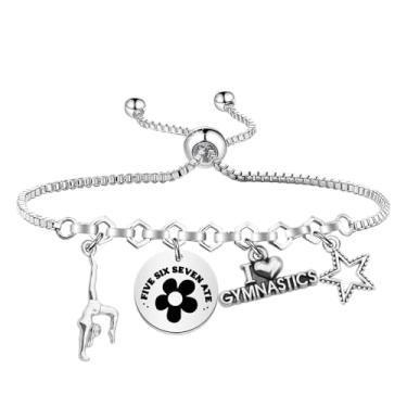 Imagem de MAOFAED Presente de ginasta, pulseira I Love Gymnastics para mãe de ginástica, presente de dançarina (piso de abóbada), Aço inoxidável, Sem Pedra Preciosa