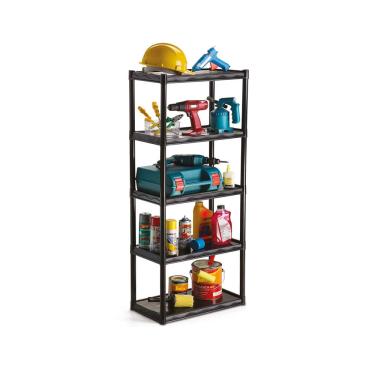 Imagem de Estante de Plástico Multiuso Das Plast com 5 Andares Preta 55x30x136cm