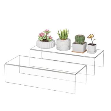 Imagem de Sezanrpt Suporte De Prateleira Acrílico 30X12X7,5 Cm, Pacote Com 2 Unidades, Bandeja Retangular Mesa Pedestal Para Bonecos Funko Pop, Bolsas, Cm