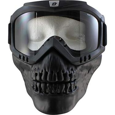 Imagem de Birdz Óculos De Proteção Para Motociclismo Skullbird Pretos Acolchoados Quadriciclo Com Máscara Facial (Transparente)