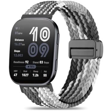 Imagem de Oanux Pulseira de relógio de nylon trançado magnética de 22 mm, compatível com Amazfit Bip 6/Amazfit Bip 5, pulseira esportiva macia respirável para Amazfit Helio e GTR 4/3 Pro/3/2/2e/47 mm masculino