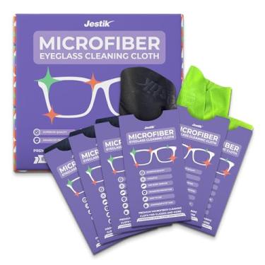 Imagem de Jestik Microfiber Eyeglass Cleaning Cloths - Premium Microfiber Cleaning Cloth for Glasses, Lens Cleaner Wipes for Glass, Screens, Electronics & Other Delicate Surfaces. (Black/Green - Pack of 6)