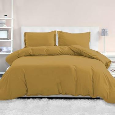 Imagem de Mocassi Conjunto de capa de edredom de luxo Queen Size de 3 peças – 1800 capa de edredom de microfibra de qualidade premium de hotel com fecho de botão (edredom não incluído), 1 capa de edredom 224 x