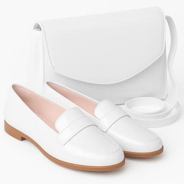 Imagem de Kit Sapato Social Mocassim Feminino Juvenil Infantil e Bolsa Lateral V