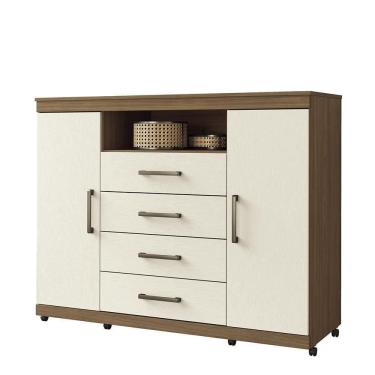 Imagem de Cômoda Havana Master 2 Portas E 4 Gavetas Jatobá-areia Com Rodízios - Santos Andirá Jatobá-areia