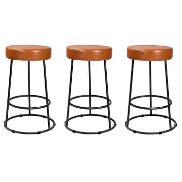 Imagem de Kit 3 Banquetas Roma 70cm Couríssimo Amarula - Salaone Amarula