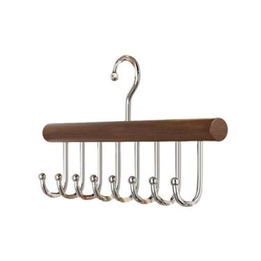 Imagem de WeiLaiKeQi Cabide de cinto, porta-lenços, organizador de cinto de madeira giratório e estável para armário, cabide de gravatas para toalhas e regatas