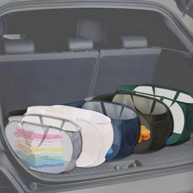 Imagem de LATERONON Organizador de porta-malas de carro, acessórios de carro ajustáveis para SUV, caminhonete sedan, organizadores e armazenamento de carro dobrável – Caixa de armazenamento automotivo multiuso