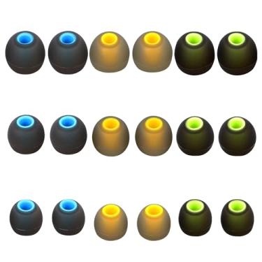 Imagem de MQIMY Pontas de silicone para a maioria dos fones de ouvido intra-auriculares (orifício interno de 3,8 mm a 5,1 mm) - 9 pares P M G