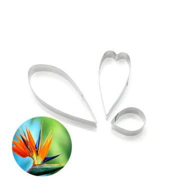 Imagem de Molde de pétala Strelitzia de aço inoxidável - Cortador de biscoito em forma de pétala Strelitzia - Molde de decoração de bolo em forma de pétala Strelitzia - 3 peças/conjunto