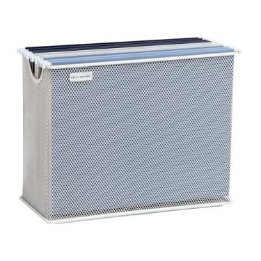 Imagem de Mind Reader Armazenamento vertical de arquivos, organizador de mesa, arquivos suspensos, escritório, malha de metal, 31 cm C x 14 cm L x 25 cm A, branco