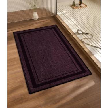 Imagem de chakme Tapete de banheiro 82 x 43 cm, tapete de banho ultrafino antiderrapante de secagem rápida para piso de banheiro, (roxo escuro, 81 x 43 cm)