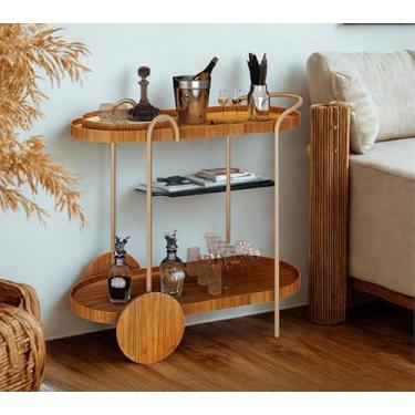 Imagem de Barzinho de Madeira carrinho Cristal Sala Quarto Escritório Bebidas