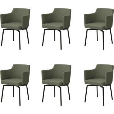 Imagem de Conjunto de 1 2 4 e 6 cadeiras de jantar, estilo moderno de meados do século, cadeira de cozinha giratória, à prova d'água, couro sintético, cadeiras para sala de jantar com design mais largo e maior