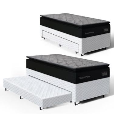 Imagem de Cama Box com Colchão de Espuma D45 Pillow Top Suport Prime + Auxiliar de Espuma Unique Solteiro 88cm
