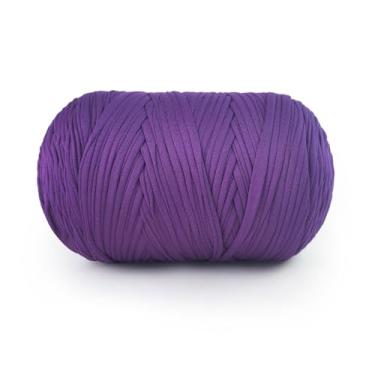 Imagem de Fio de camiseta 800 g/232 m, tecido elástico para saco de crochê/cesta/decoração de casa, fio grosso com mistura de poliéster e elastano (roxo)