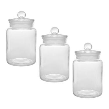 Imagem de Kit 3 Potes Porta Mantimento Vidro Arena 1,1L Com Tampa - Lyor