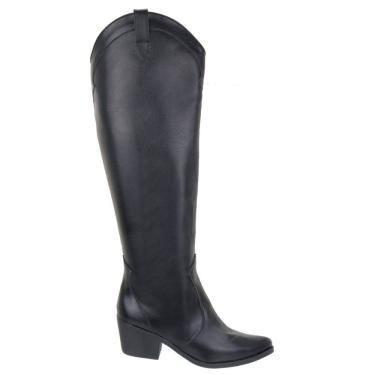 Imagem de Bota Texana Feminina Cano Longo Zíper Lateral Casual Dia a Dia