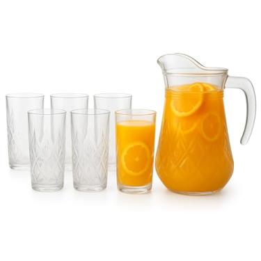 Imagem de Conjunto Jarra com 6 Copos em Vidro Para Suco 1L / 250ml