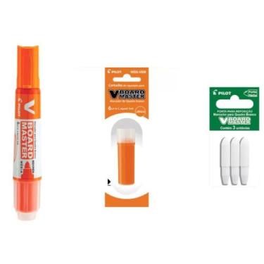 Imagem de Kit Marcador Para Quadro Branco + Refil + Ponta PILOT V-Board Master, 