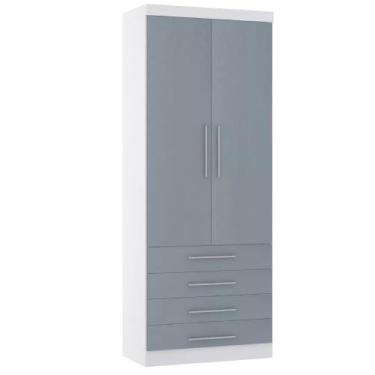 Imagem de Guarda-roupa Modulado 90cm 2 Portas 4 Gavetas Alpes Luciane, Branco/Gr