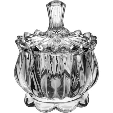 Imagem de POTICHE VASO BOMBONIERE REDONDO DECORATIVO HOME&CO COM TAMPA ECO CRYSTAL 10x8x8cm TRANSPARENTE