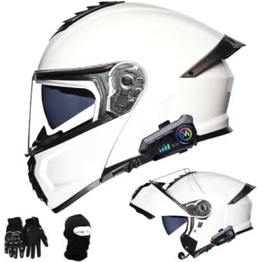 Imagem de Capacete De Motocicleta Modular Bluetooth Com Fivela De Liberação Rápida Capacete De Motocross Com Viseira Dupla Integral Dot/Ece Com óculos De Proteção Embutidos De Camada D, B, XL(59-60CM)
