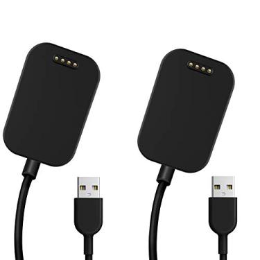 Imagem de Pacote com 2 carregadores compatíveis com relógio Gizmo, GEORDGY de substituição com cabo de carregamento USB, estação de suporte de carregamento magnético durável de 9 metros para relógio Gizmo, preto/preto