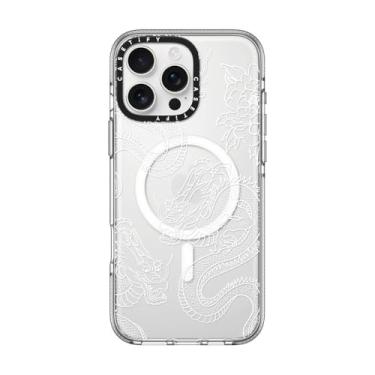 Imagem de CASETiFY Capa transparente para iPhone 16 Pro Max [não amarela/2 m. Proteção contra quedas de grau militar/compatível com Magsafe] - Dragões - Transparente