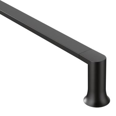 Imagem de Moen Genta LX Barra de toalha de cozinha ou banheiro simples preto fosco moderno 61 cm, suporte de parede, BH3824BL