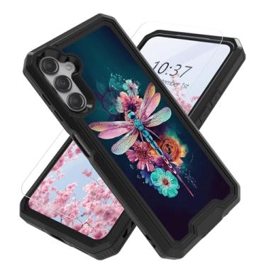 Imagem de Capa para Samsung Galaxy A15 5G com protetor de tela, resistente, à prova de choque, à prova de quedas, 2 em 1, capa protetora robusta para Samsung A15 5G 6,5 polegadas - linda libélula