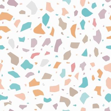 Imagem de Mangoloo Papel de parede colorido para sala de estar, berçário, armários removíveis, autoadesivos, irregulares, bolinhas, papel de contato boêmio, decalque de parede geométrico, adesivo de parede 44,5