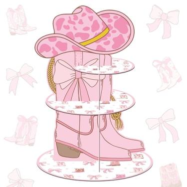 Imagem de Suporte de cupcake para botas ou laços, decorações reveladoras de gênero para vaqueiras ocidentais, torre de cupcake, suporte de sobremesa para chá de bebê, lembrancinhas de festa de aniversário