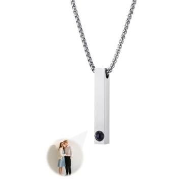 Imagem de Toodoumama Colar de projeção de imagem personalizada com foto interna - Colar com pingente de foto personalizada - presentes para mãe, esposa, casais, namorados, animais de estimação, presentes em