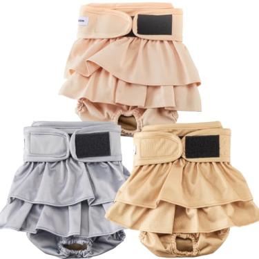 Imagem de VUNCESSIN fraldas reutilizáveis ​​para cães, fraldas femininas laváveis, premium para cadelas, pacote de 3, fraldas pequenas altamente absorventes para cães, para calor, incontinência e trei