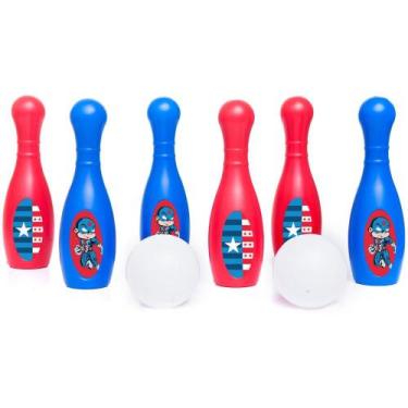 Imagem de Jogo Boliche Infantil Herói Americano 8 Peças Plástico Bolas - TOY MAS