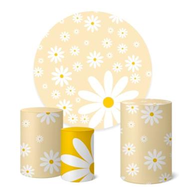 Imagem de Trio Capas Cilindro + Painel Sublimado 1,50m Margaridas (K1DAY0006)
