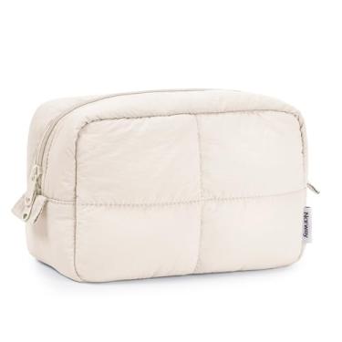 Imagem de Narwey Bolsa de maquiagem inchada para mulheres de viagem, bolsa de maquiagem acolchoada, bolsa organizadora de maquiagem fofa, bolsa organizadora de maquiagem, bolsa de higiene pessoal de viagem